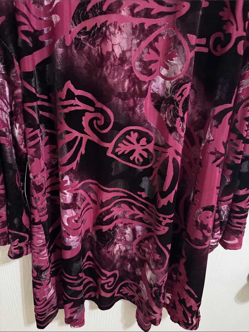 Always Indigo Burnout Velvet Kimono Berry Floral 3/4 Sleeve XL NWT Open Front - Picture 14 of 16